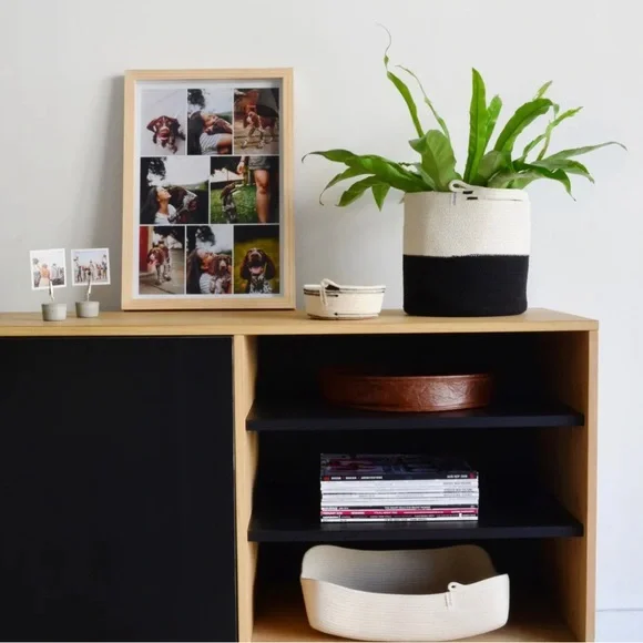 NEW Mia Melange Black White Foldable Cotton Yarn Rope Basket Organizer 9" x 9" - Picture 9 of 11